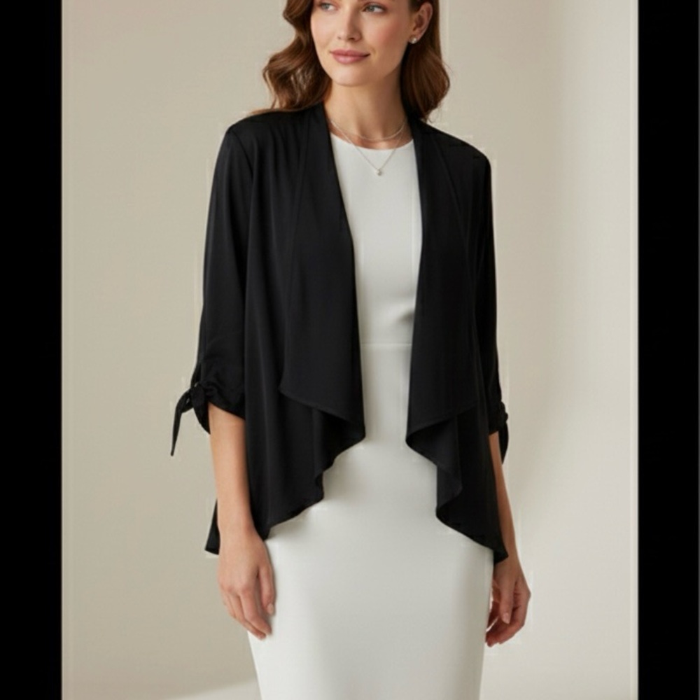 NEW‎ Bloomchic Silky Dressy Black Women's Kimono Cardigan size 12